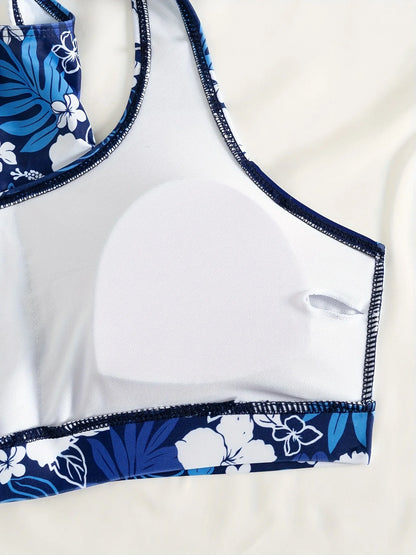 Floral Print Swimwear With Shorts High Waisted Trunk