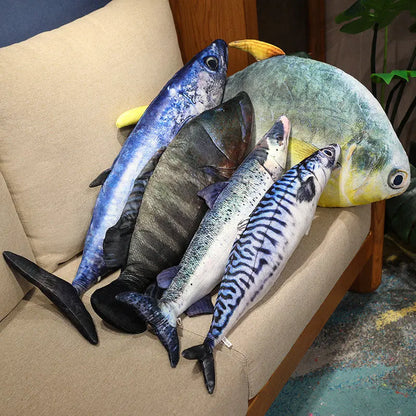 40/60cm Simulation Funny Fish  Stuffed Animal Lifelike Tuna or Mackerel