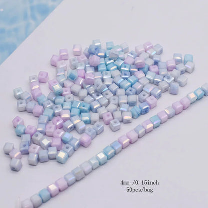 4mm Water Stained Ice Cracks Faceted Crystal Glass