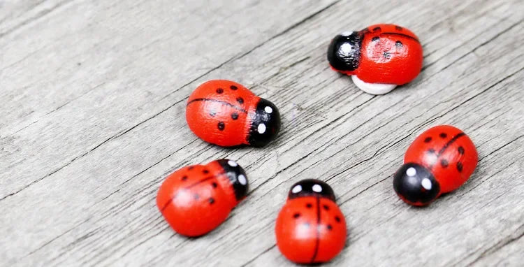 100Pcs Mini Wooden Ladybird Ladybug