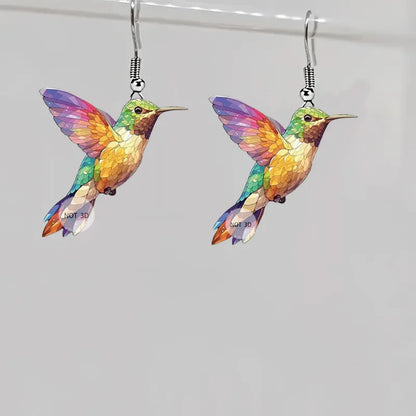 2D Acrylic Hummingbird Earrings