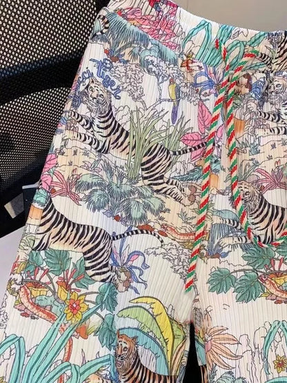 Tiger Print Wide Leg Pants