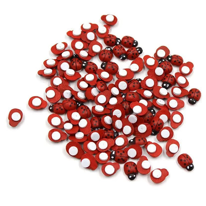 100Pcs Mini Wooden Ladybird Ladybug