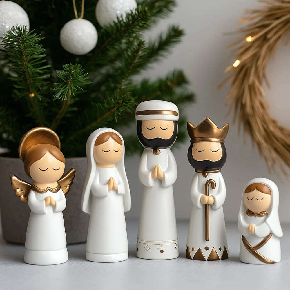 7 Pcs Small Nativity Set Resin Small