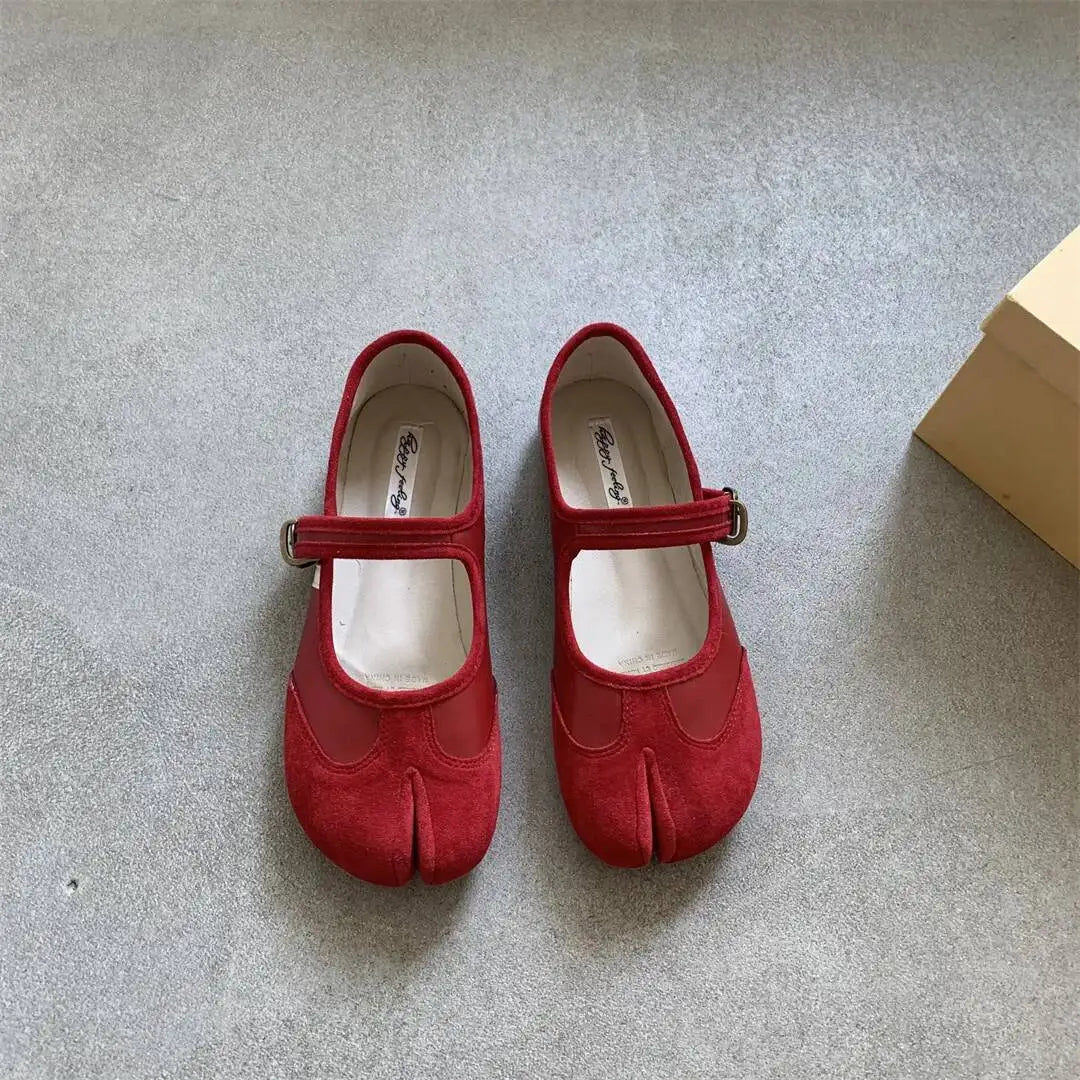 Red Ballet  Split Toe Ballerinas Flats