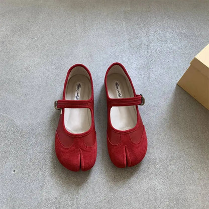 Red Ballet  Split Toe Ballerinas Flats
