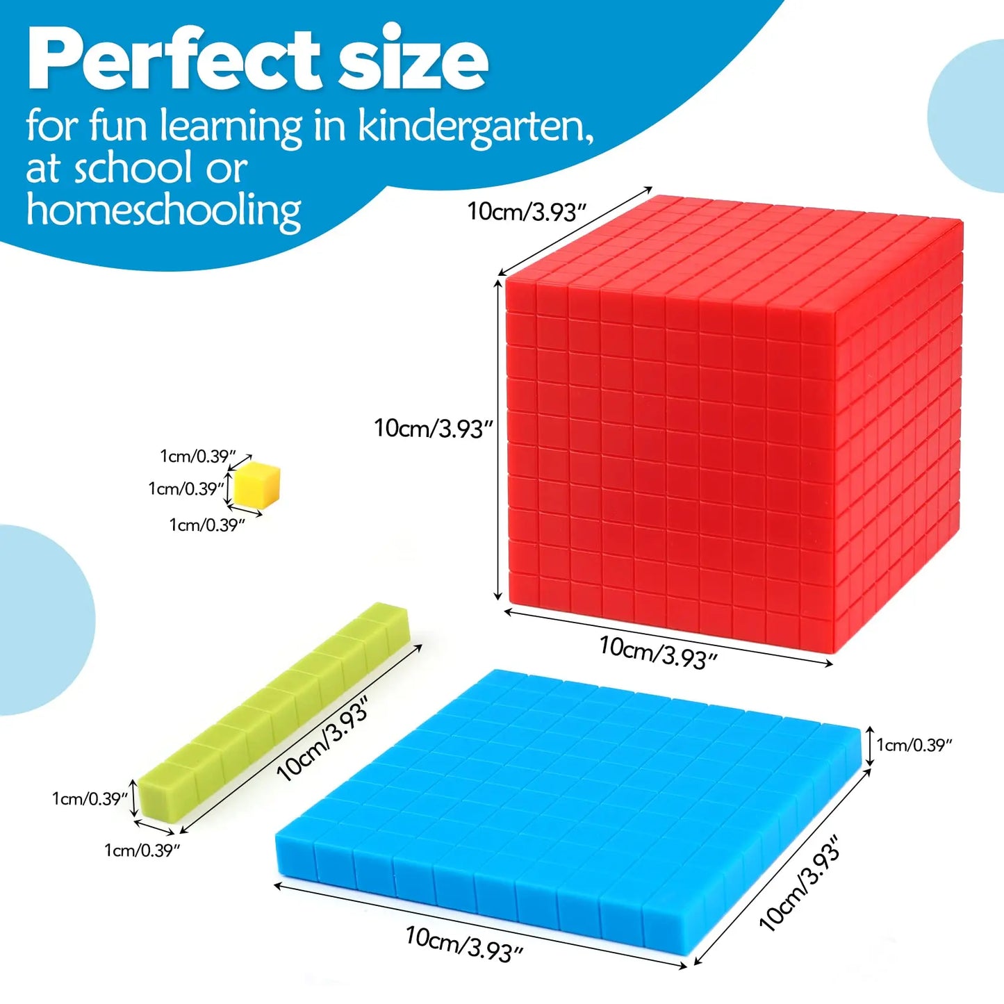 Kid Base Ten Blocks for Math Cubes Digital Montessori Learning Decimal 3D Place Value Number Blocks Counting Cube Toy Teach Aid