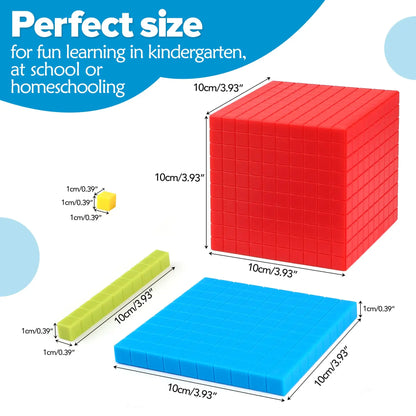 Kid Base Ten Blocks for Math Cubes Digital Montessori Learning Decimal 3D Place Value Number Blocks Counting Cube Toy Teach Aid