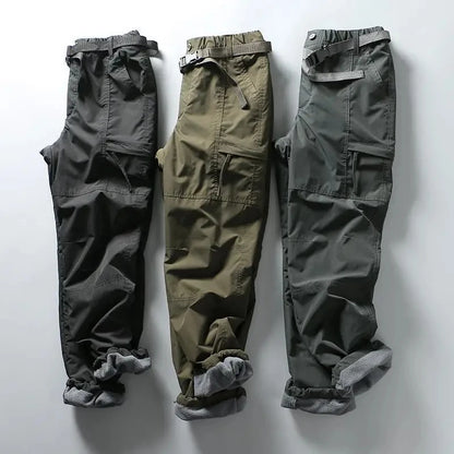 Thick Waterproof Fleece Cargo Pants Men Women Winter Outdoor Multi-pockets