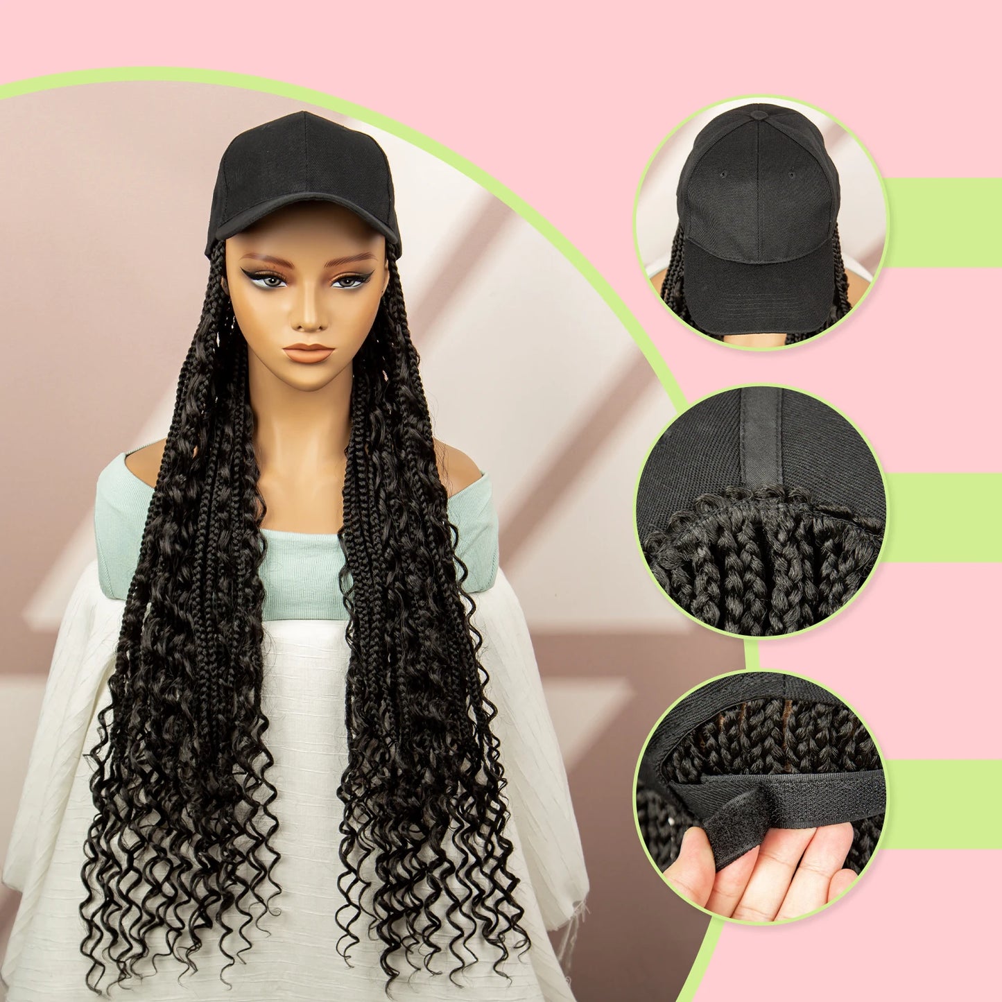 Synthetic Baseball Cap Wig