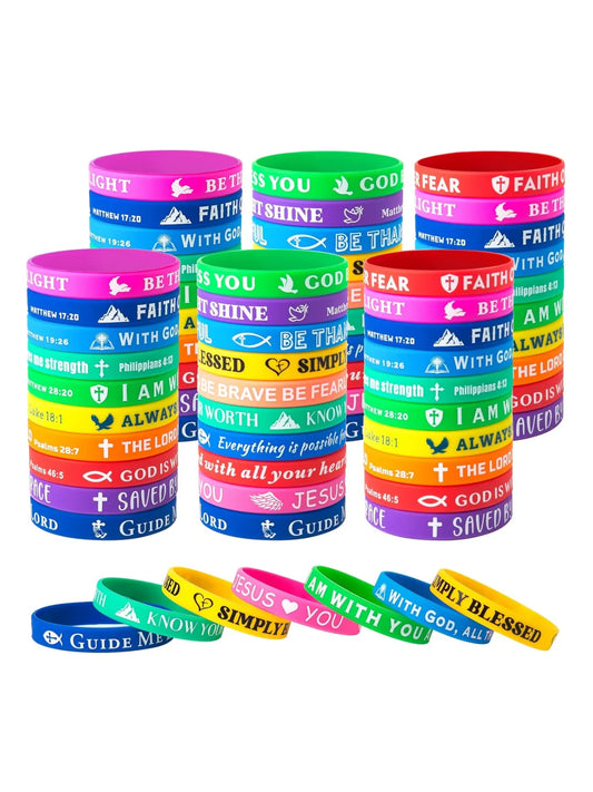 20/30/40pcs Silicone Bracelets Bulk christian bible verse