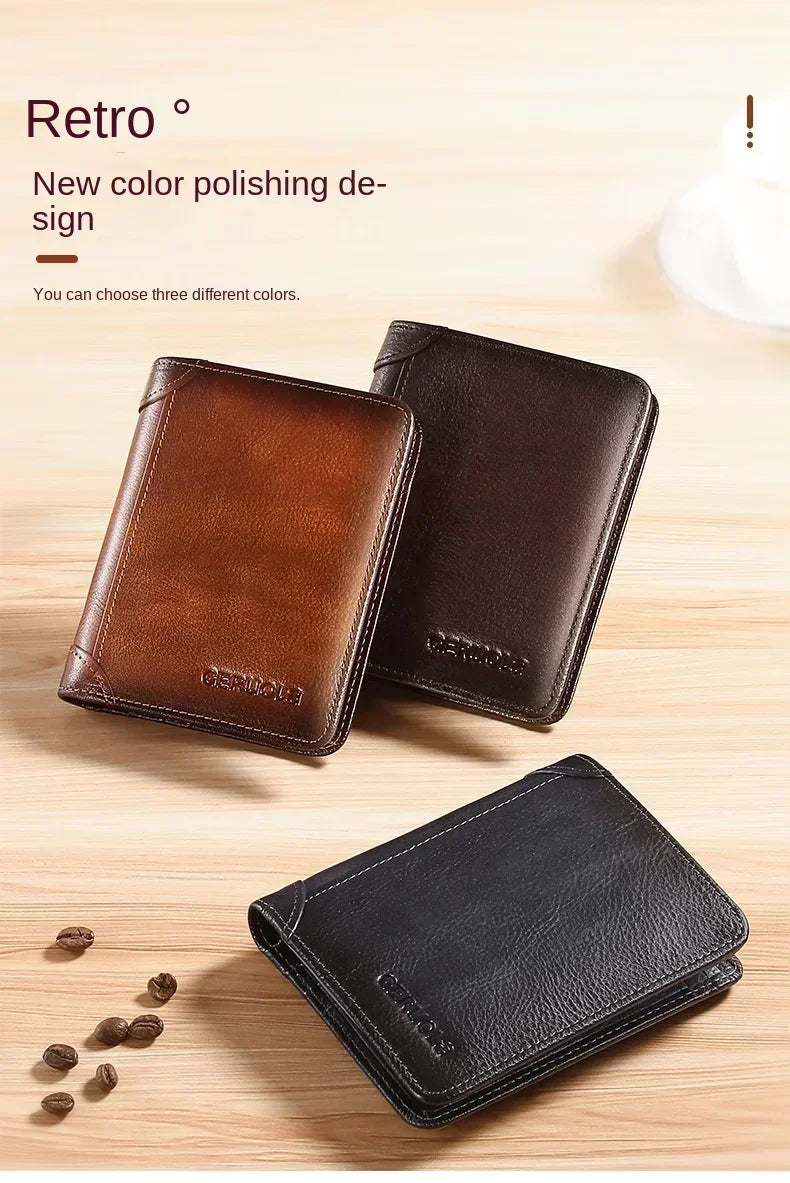 Men' Genuine Leather Trifold