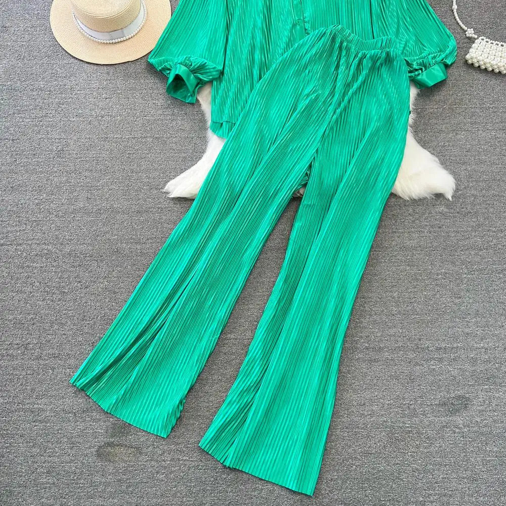 Fashion New Women Solid Casual Loose Two Pieces Set