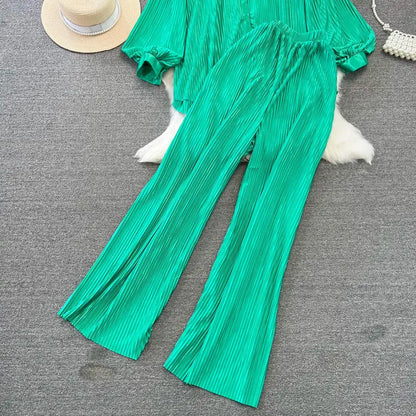 Fashion New Women Solid Casual Loose Two Pieces Set