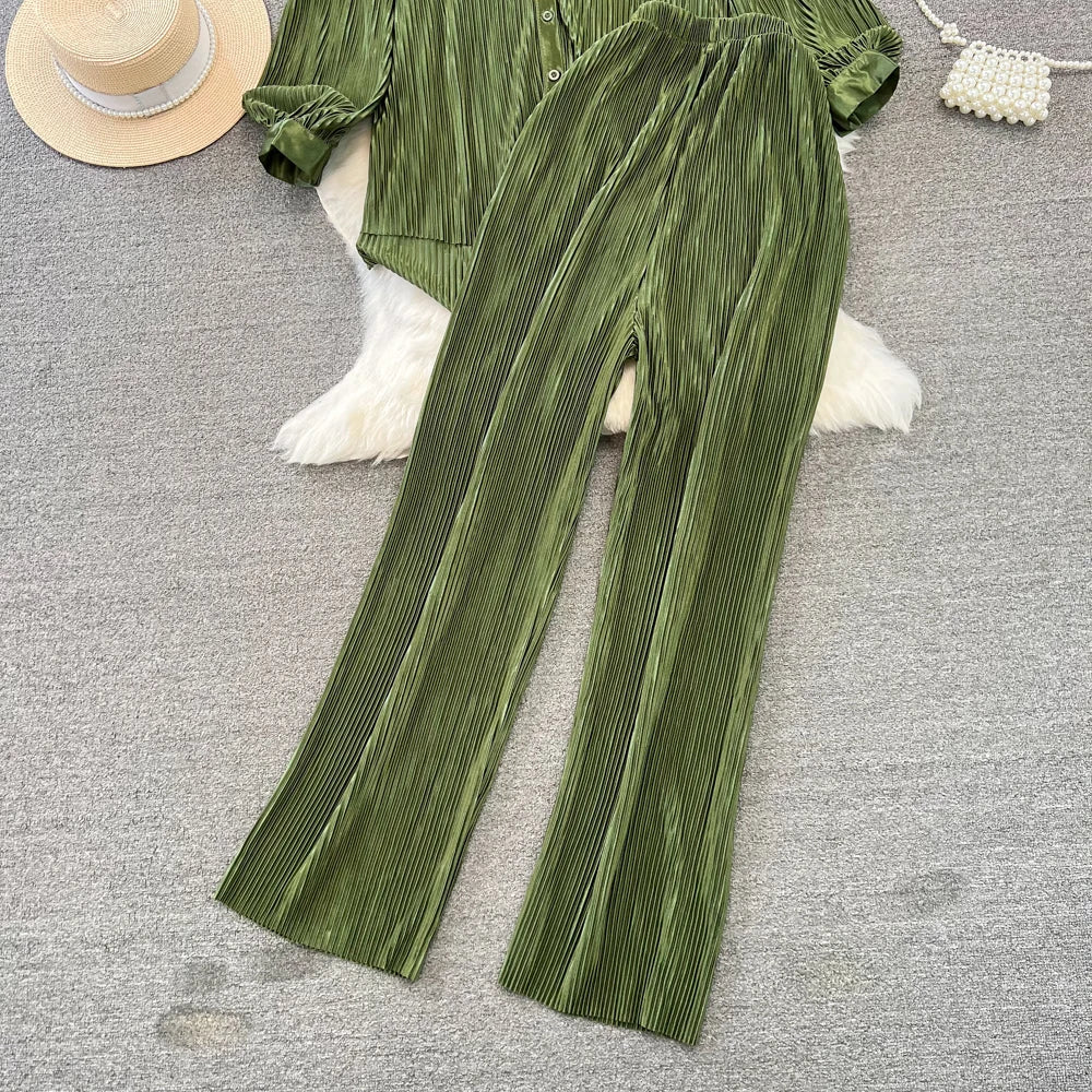 Fashion New Women Solid Casual Loose Two Pieces Set