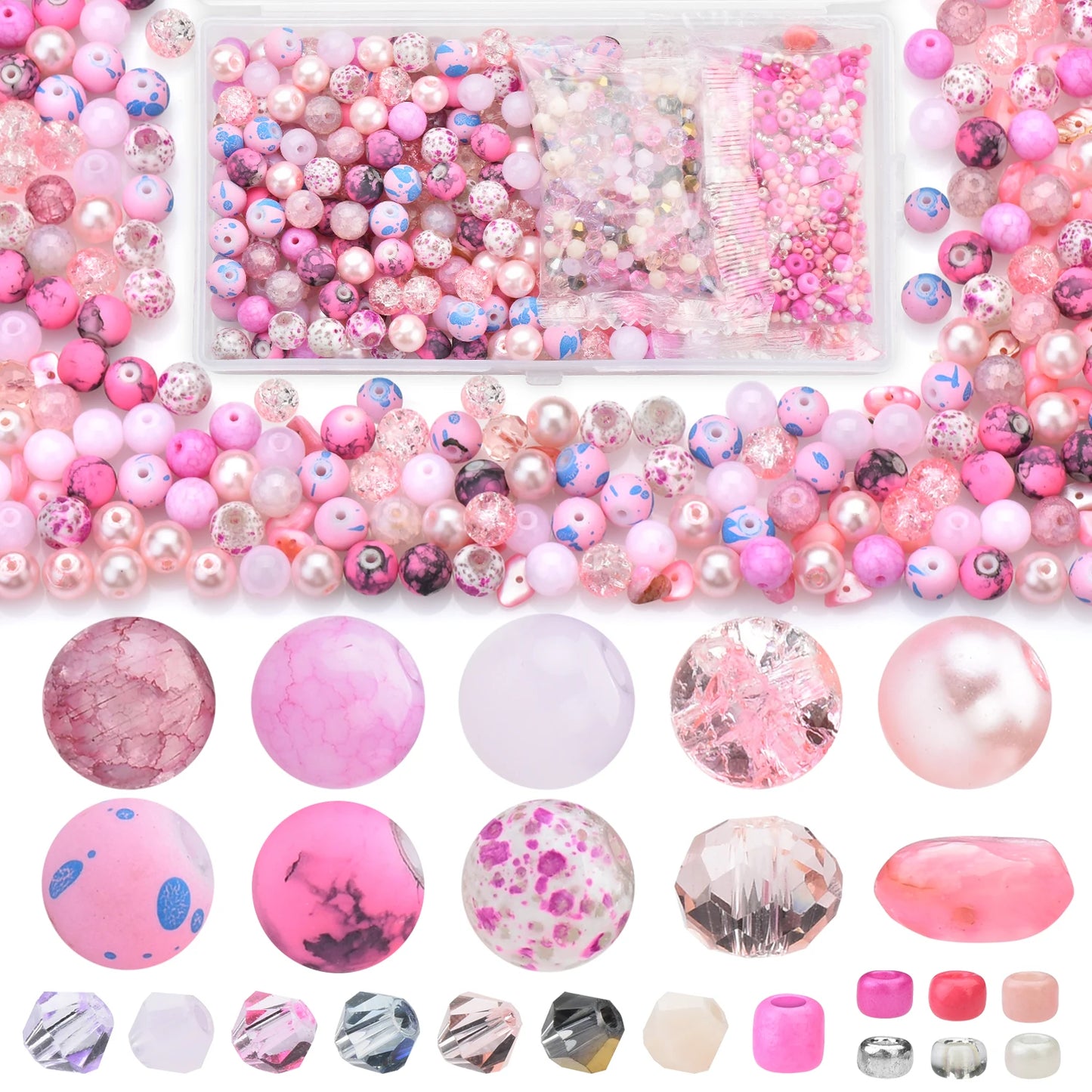 Glass Beads Jewelry Making Kit Green Color Glass Round Loose Beads