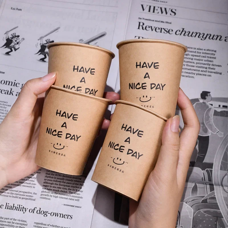 50PCS Disposable Biodegradable Paper Cup
