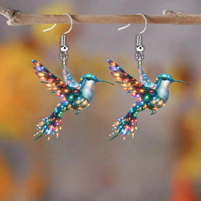 2D Acrylic Hummingbird Earrings