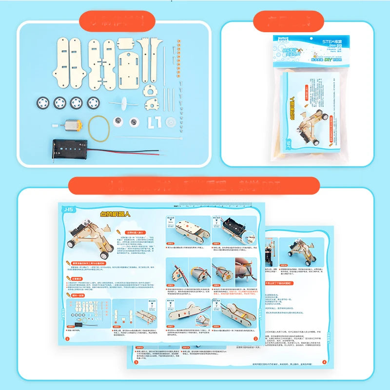 Kids DIY Robot Assembling Model Educational Material Kits Science