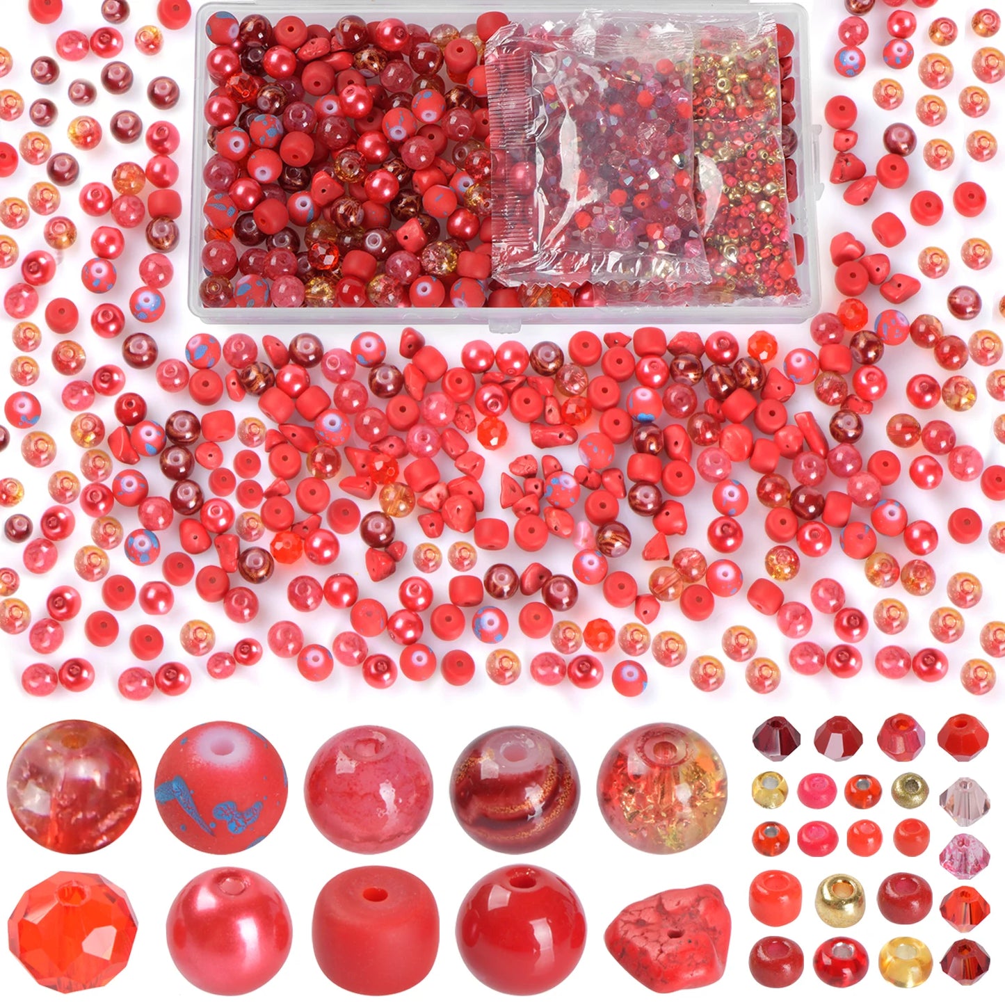Glass Beads Jewelry Making Kit Green Color Glass Round Loose Beads