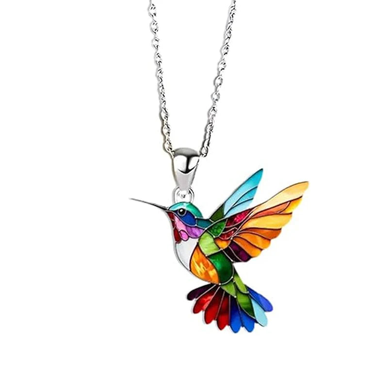 Alloy Colorful Hummingbird necklace