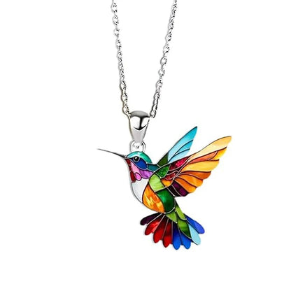 Alloy Colorful Hummingbird necklace