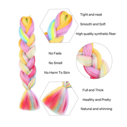 Jumbo Braiding Hair Rainbow Colors Extensions Fi