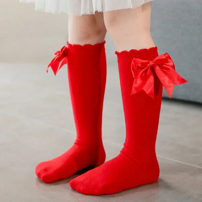 Kids Knee High Socks Baby Girls Cotton Socks Big Bow