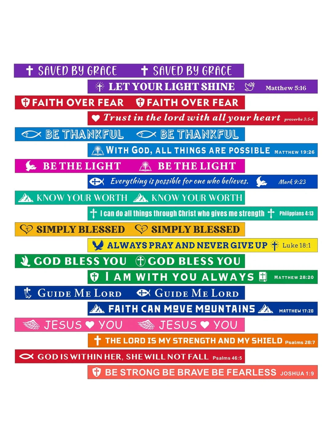 20/30/40pcs Silicone Bracelets Bulk christian bible verse