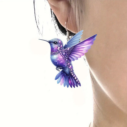 2D Acrylic Hummingbird Earrings