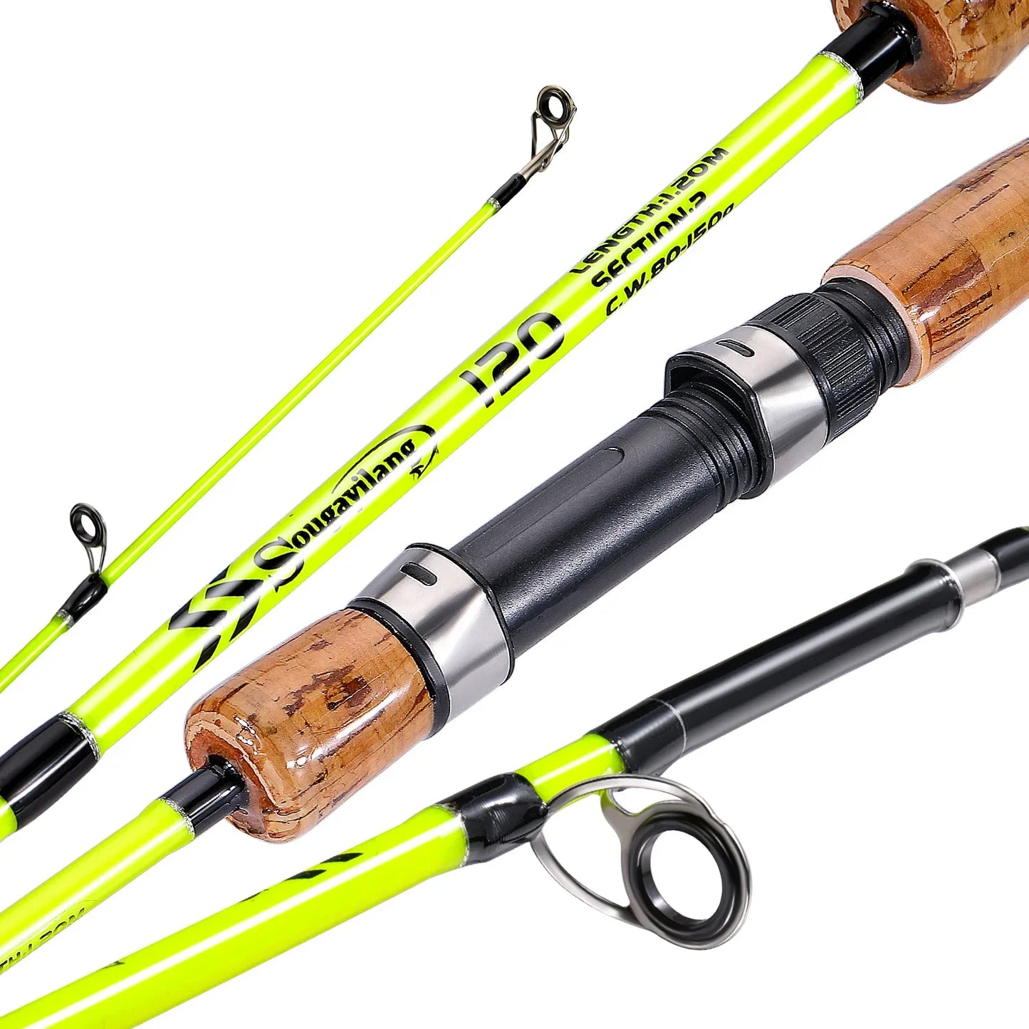 Sougayilang Lure Fishing Rod 1.2m 1.65m 2 Sections Spinning Fishing Rod 8kg Max