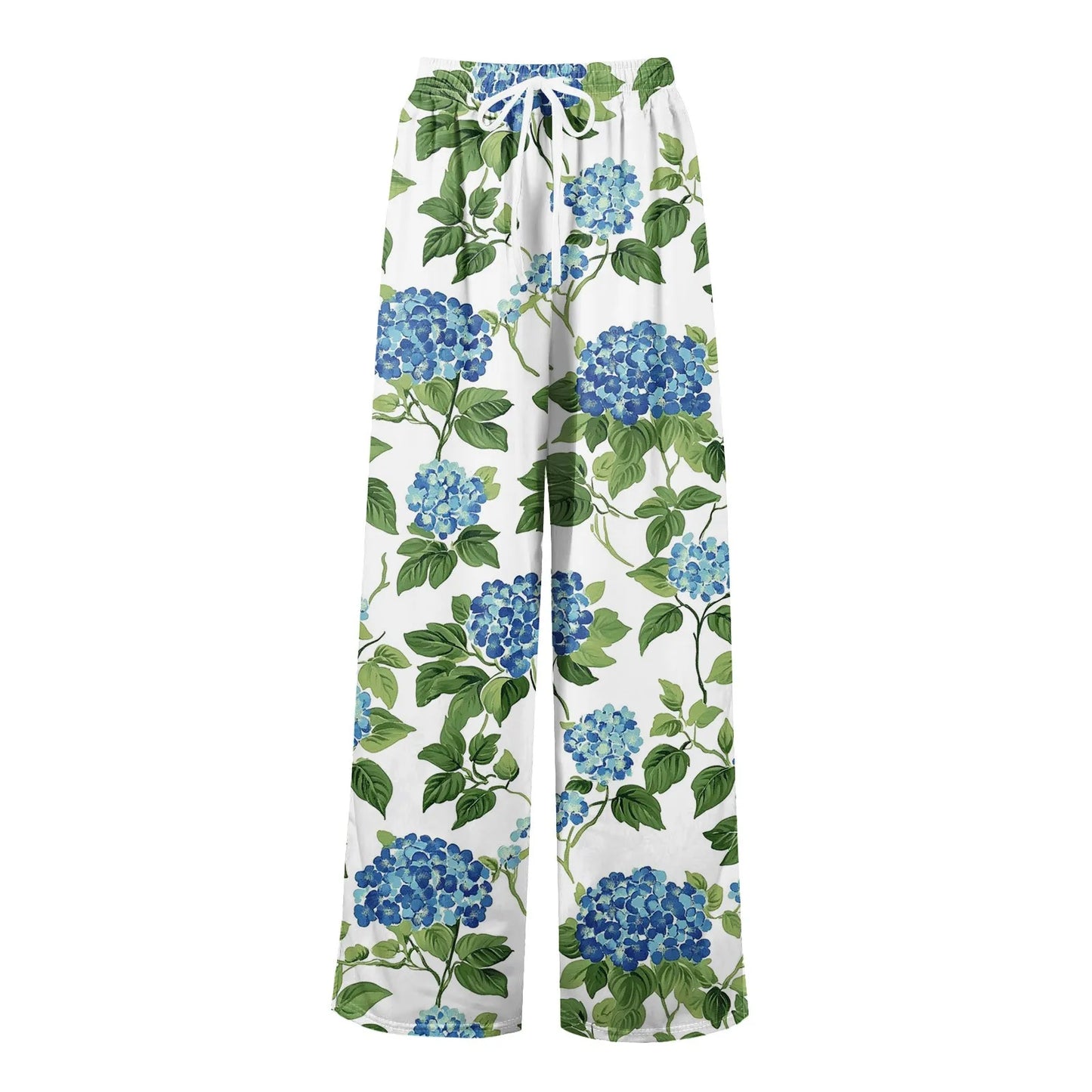 floral print loose wide-leg pants with elastic waist