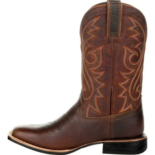 Men Boots Mid Calf Western Cowboy