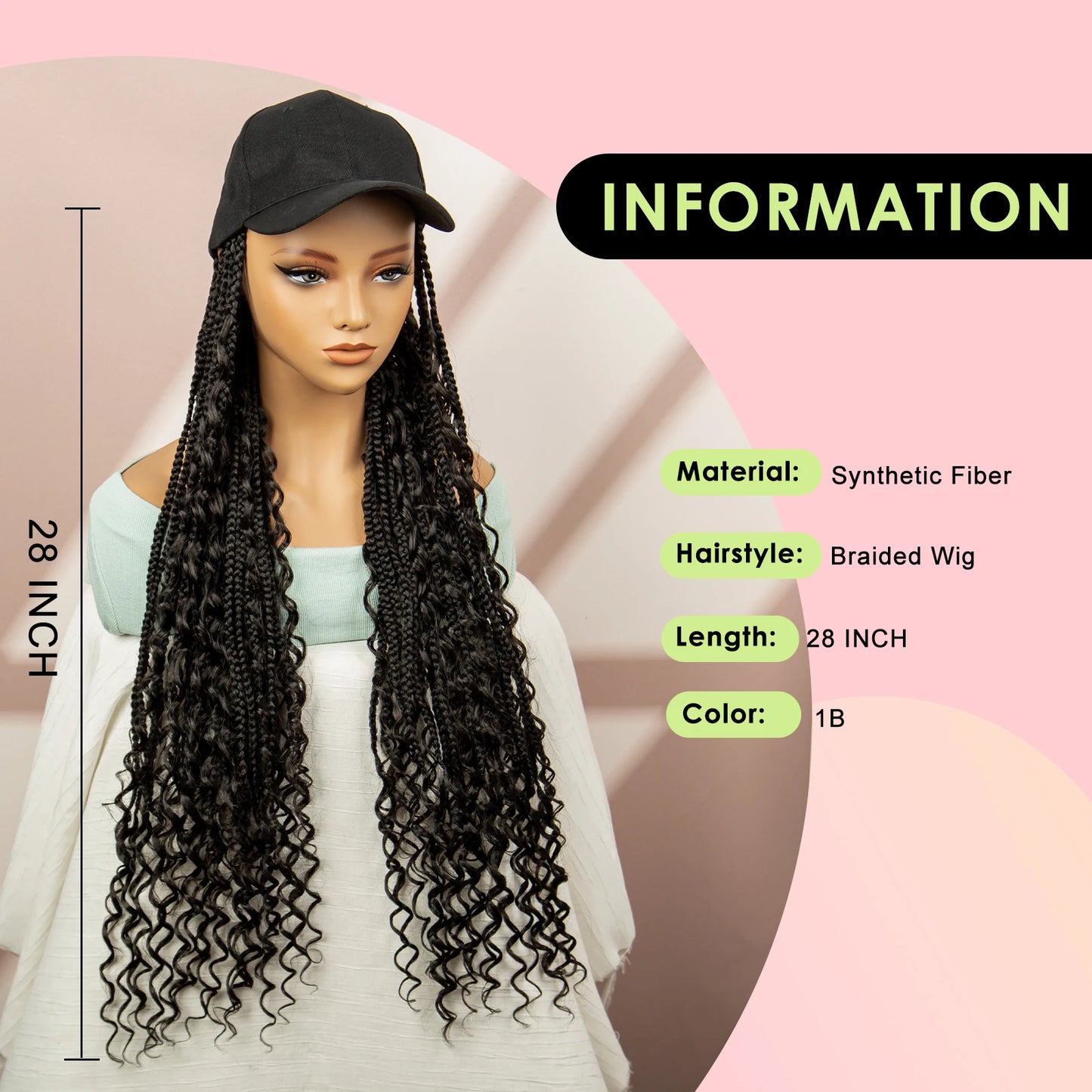 Synthetic Baseball Cap Wig