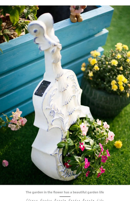 European Style Violin Planter Artistic Flower Pot