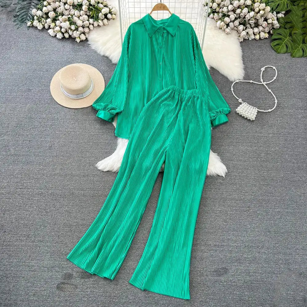 Fashion New Women Solid Casual Loose Two Pieces Set