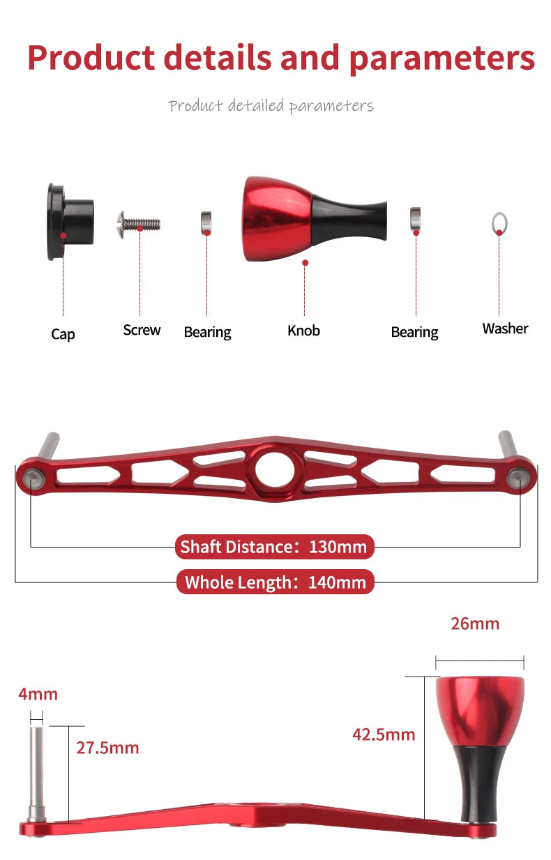 Ruke New Fishing Reel Handle Aluminium Alloy Length 140mm hole