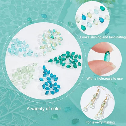 100 Pcs Teardrop Czech Glass Beads 5 Colors Transparent Crystal