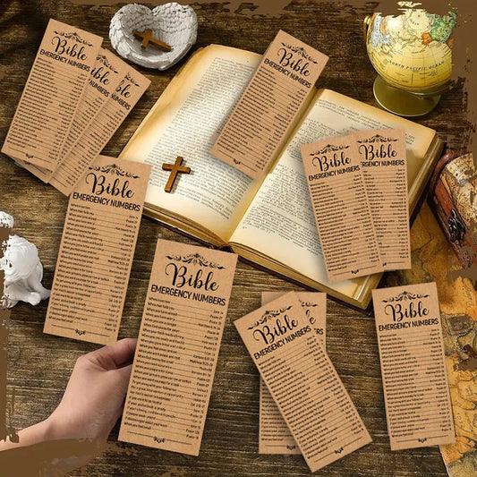 50 Pcs Bible Verse Bookmarks With Emergency Numbers – Christian Gift For Church Welcome
