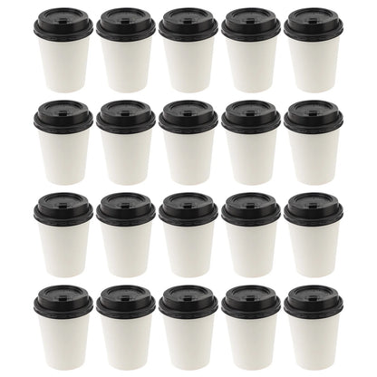 50pcs Disposable Coffee Cups Insulation Takeaway Paper Cup With Lid