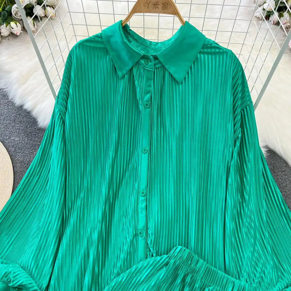 Fashion New Women Solid Casual Loose Two Pieces Set