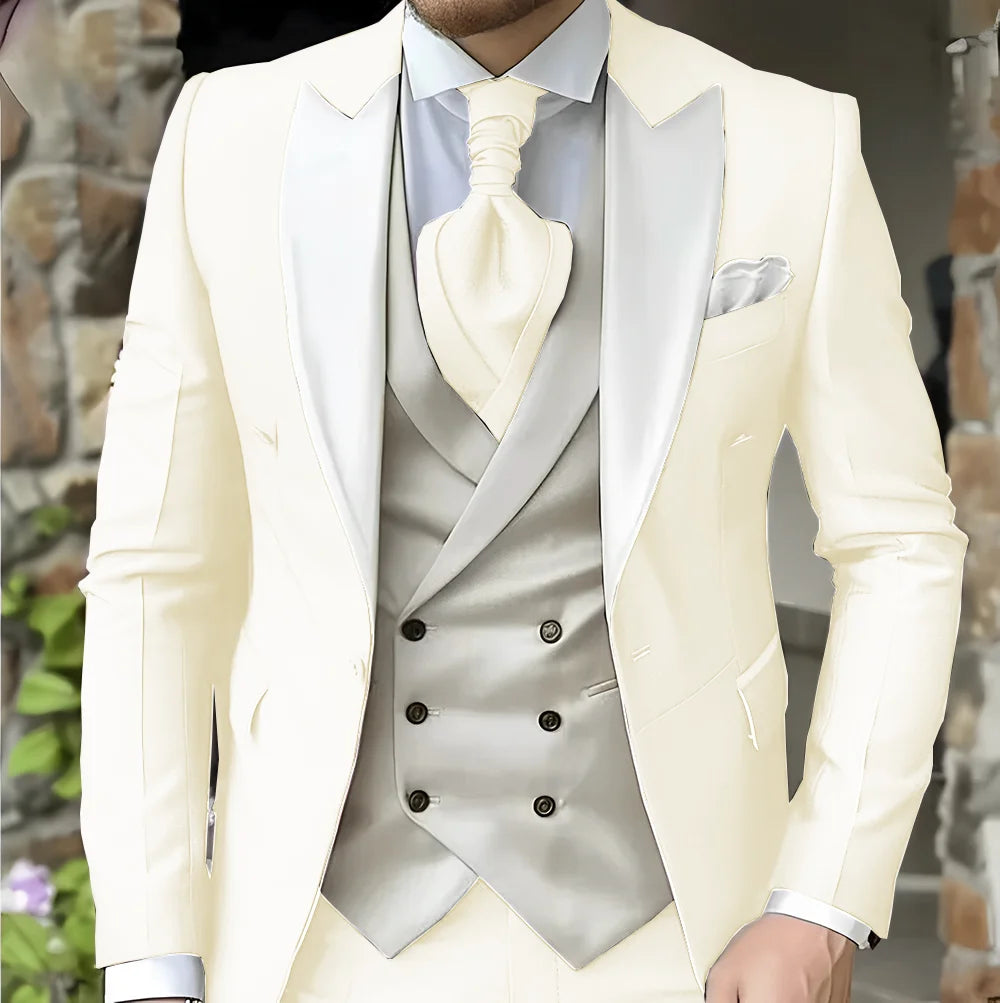 men's suit with peak lapel