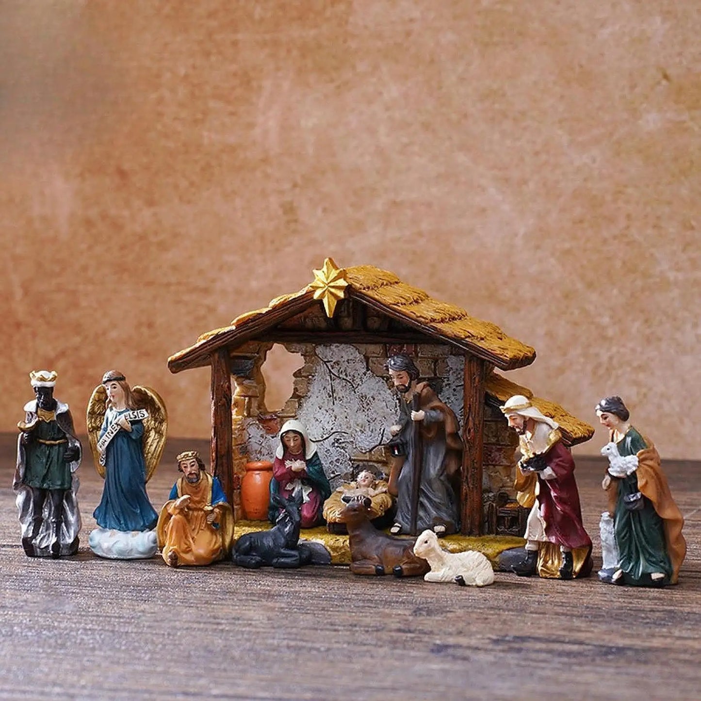 12pcs Christmas Nativity Figurines Set, Jesus Manger Scene Resin