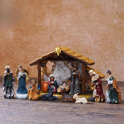 12pcs Christmas Nativity Figurines Set, Jesus Manger Scene Resin