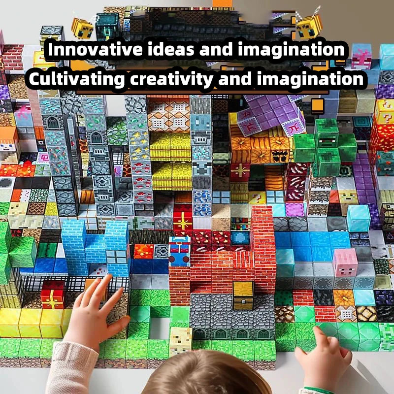 Magnetic building blocks toy storage box set