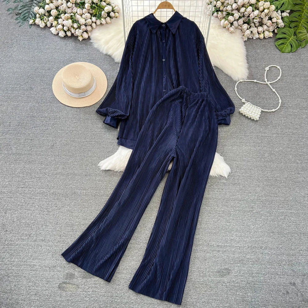 Fashion New Women Solid Casual Loose Two Pieces Set