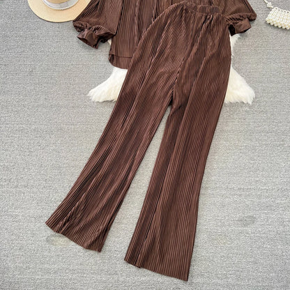 Fashion New Women Solid Casual Loose Two Pieces Set