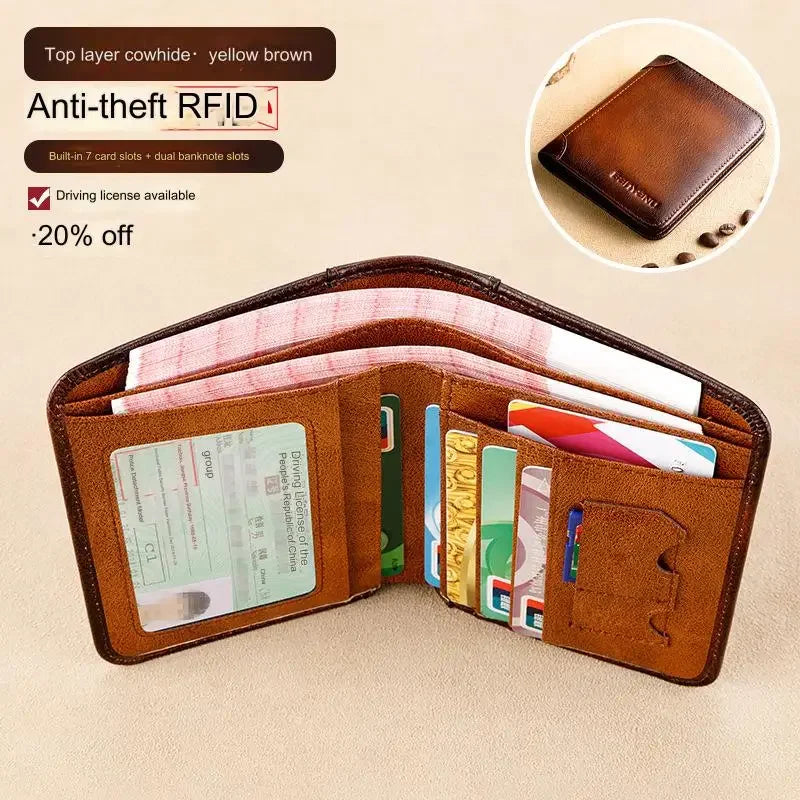 Men' Genuine Leather Trifold