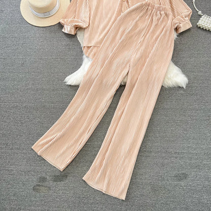 Fashion New Women Solid Casual Loose Two Pieces Set