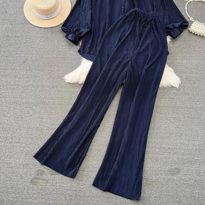 Fashion New Women Solid Casual Loose Two Pieces Set